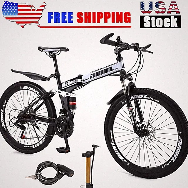 🚲Unisex Adult Mountain Bike Full Suspension 26" 21 Speed MTB Folding Bicycle